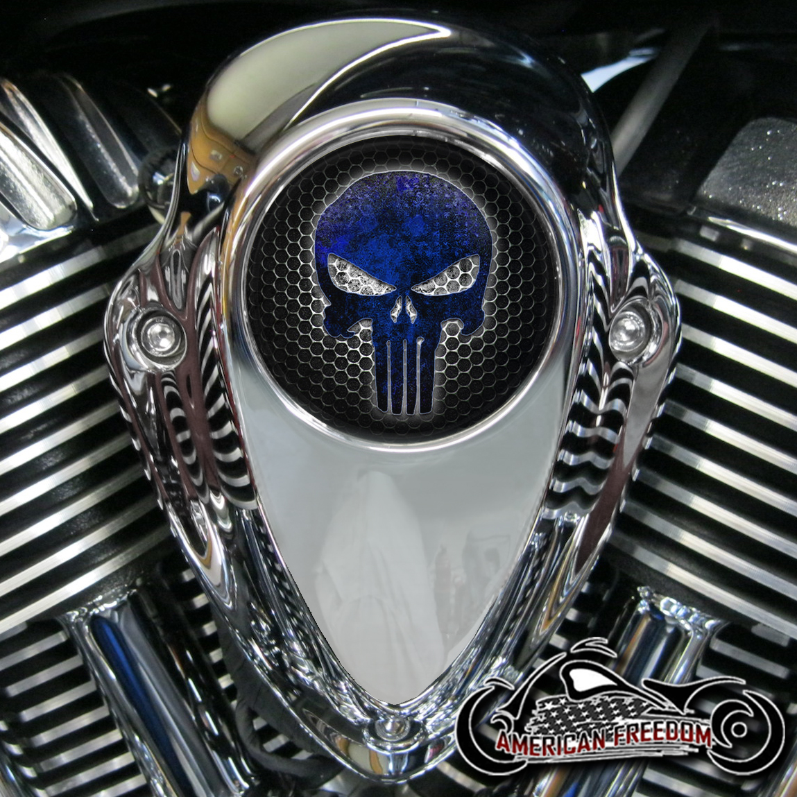 Indian Thunder Stroke Horn Insert - Blue Rusted Punisher Grille